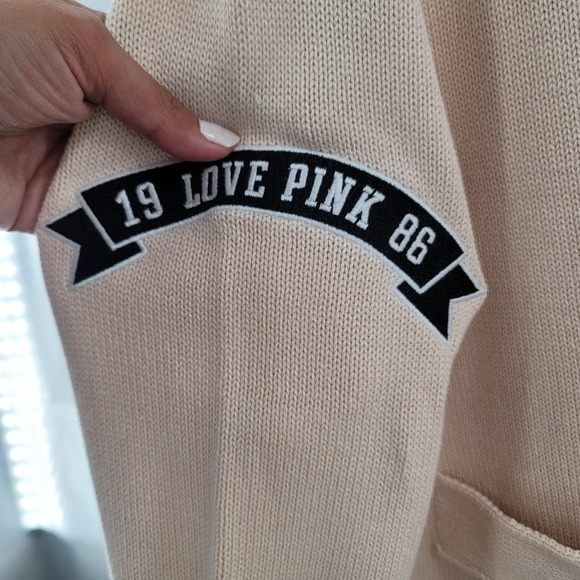 VS PINK Varsity Letterman Cardigan Size L RARE NWOT - Picture 5 of 7